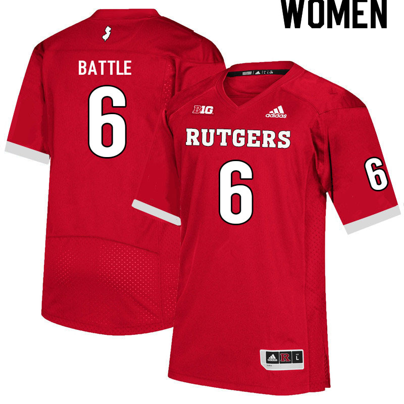 Women #6 Rashawn Battle Rutgers Scarlet Knights College Football Jerseys Sale-Scarlet